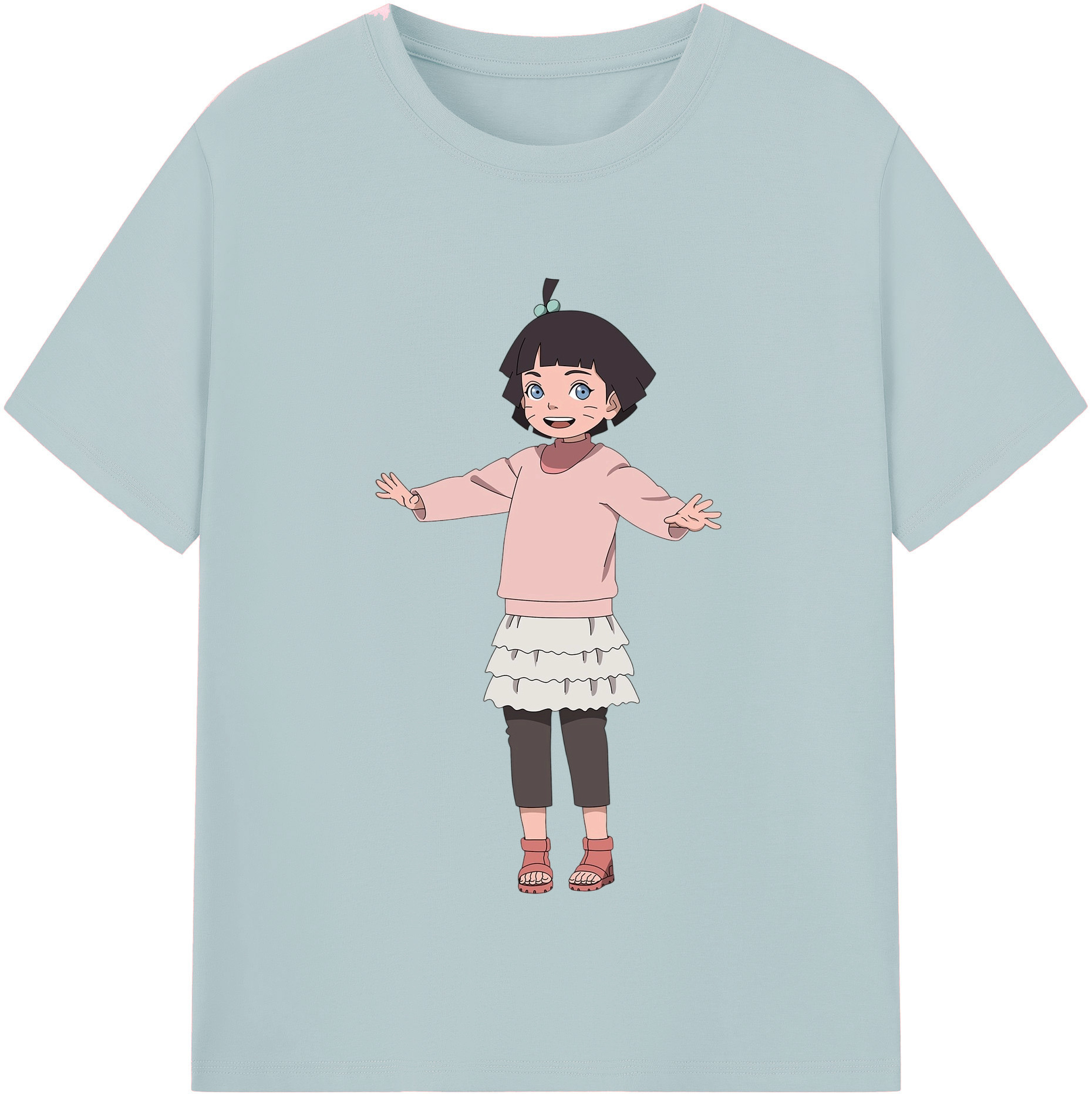 （画像用） NARUTO -ナルト- うずまき ヒマワリ Uzumaki Himawari 綿100％半袖Tシャツ（フロントプリント）
